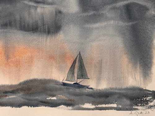Arianna Gritti - illustrazioni e acquarelli - paesaggio marino