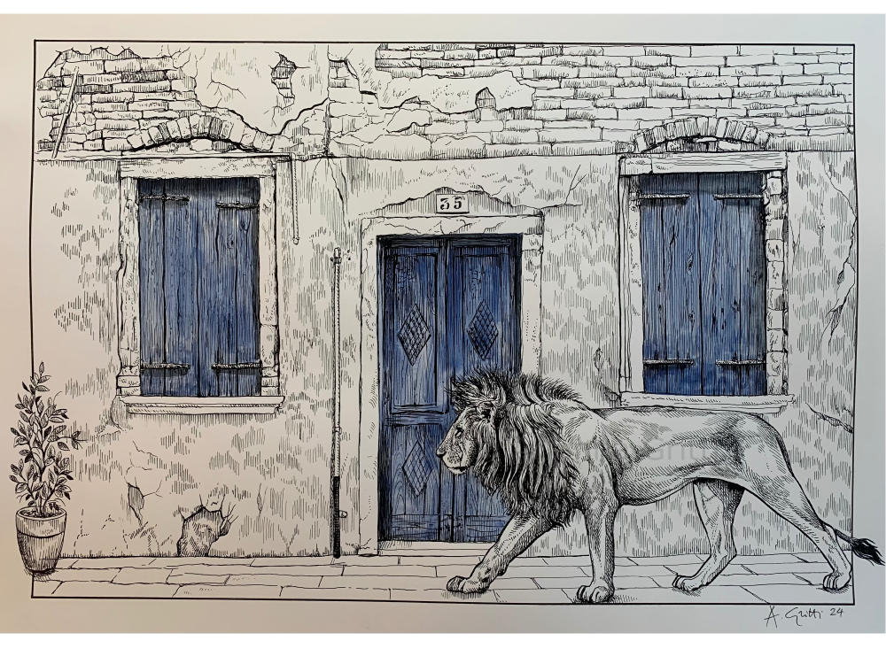 Arianna Gritti - illustrazioni - leone a china