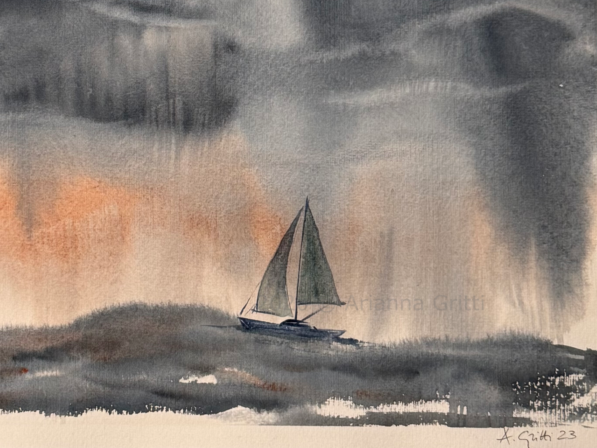 Arianna Gritti - illustrazioni e acquarelli - paesaggio marino